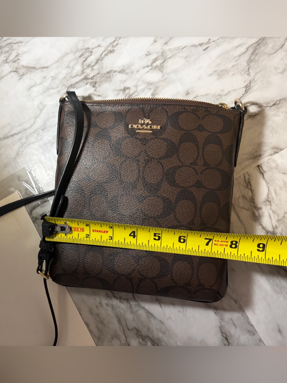 Coach Brown Signature Crossbody with Black Strap - Picture 11 of 11